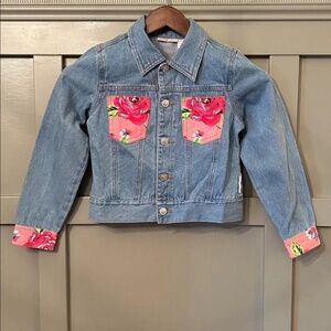 Vintage Mary Kate and Ashley Denim Jean Jacket Floral Pockets Size Medium 7 / 8